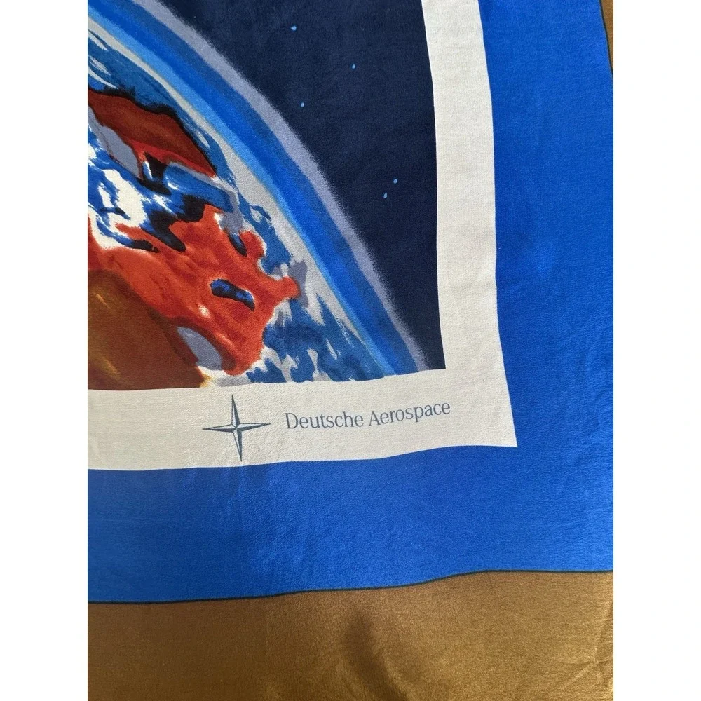VTG Deutsche Aerospace Abstract World Globe Space 100 silk hand rolled scarf 34
